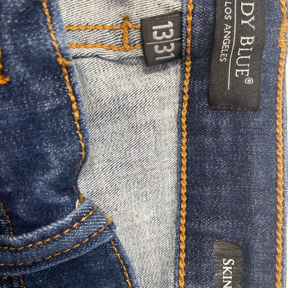 Judy Blue womens Dark Blue Skinny Jeans with Contrast Gold Stitching